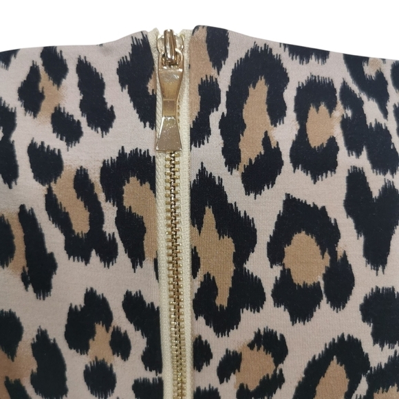 Kate Spade Leopard Print Fit & Flare 3/4 Sleeve Ponte Mini Dress - Sz 2 - Picture 5 of 8